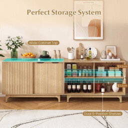 Buffet Cabinet With Fluted Sideboard And Adjustable Shelves - thumbnail 5