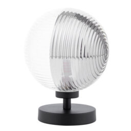The Lighting Studio Esben Touch Table Lamp Matt Black With Smoked/clear Ribbed Glass - thumbnail 2