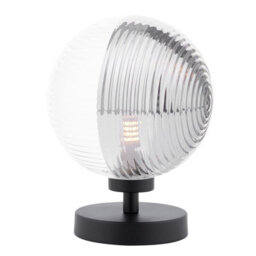 The Lighting Studio Esben Touch Table Lamp Matt Black With Smoked/clear Ribbed Glass