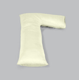 ARLinens L Shape Pillow With Free Pillowcases Hollowfiber Filled Orthopedic Maternity Pregnancy Full Body Support Pillow With Cover (Cream) - thumbnail 3
