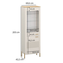 Heze Furniture Ruben Tall Display Cabinet - Cashmere / Stone Oak - thumbnail 4