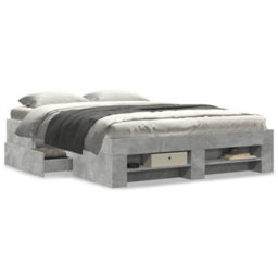 Berkfield Bed Frame Without Mattress Concrete Grey 120X190Cm Engineered Wood - thumbnail 4