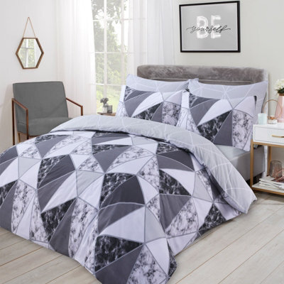 Ohs Marble Geo Duvet Cover With Pillowcase Bedding Set, Charcoal - King - image 1