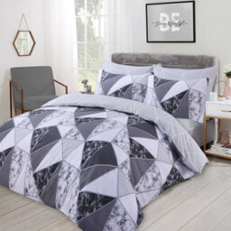 Ohs Marble Geo Duvet Cover With Pillowcase Bedding Set, Charcoal - King - thumbnail 1