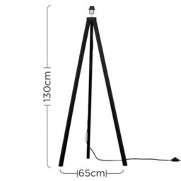 Valuelights Barbro Black Wood Tripod Floor Lamp Base - thumbnail 6