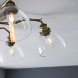 Luminosa Lighting Luminosa Hansen Multi Arm Glass Semi Flush Ceiling Lamp, Antique Brass Plate, Glass - thumbnail 5