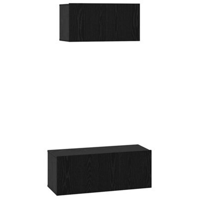 Berkfield Modern Tv Cabinet 2 Pcs Black Oak 80 X 30 X 30 Cm Engineered Wood