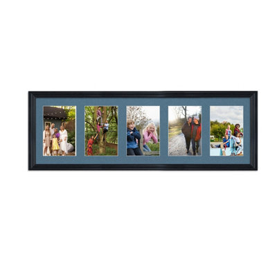AK Frames 26X8 Black Classic Multi Photo Frame With Pompadour Mount - Holds 5 Apertures (5X) 6X4 Photos - image 1