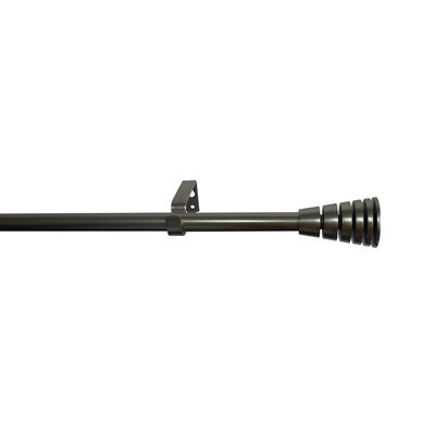 GoodHome Athens Satin Grey Nickel Effect Extendable Cone Single Curtain Pole Set, (L)1200mm-2100mm (Dia)19mm - image 1