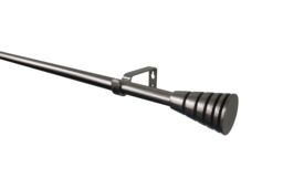GoodHome Athens Satin Grey Nickel Effect Extendable Cone Single Curtain Pole Set, (L)1200mm-2100mm (Dia)19mm - thumbnail 3