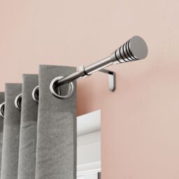 GoodHome Athens Satin Grey Nickel Effect Extendable Cone Single Curtain Pole Set, (L)1200mm-2100mm (Dia)19mm - thumbnail 4