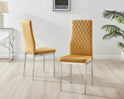 Furniturebox Uk Set Of 6 Milan Black High Back Soft Touch Diamond Pattern Faux Leather Metal Leg Dining Chairs - thumbnail 2