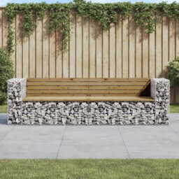 Berkfield Garden Bench Gabion Design 244X71X65.5 Cm Impregnated Wood Pine - thumbnail 1