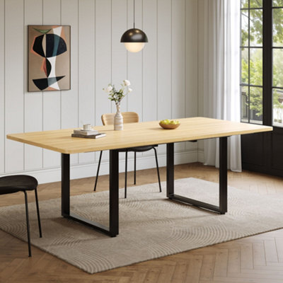 Merax Extendable Dining Table, 3 Lengths 140/180/220 X 80 Cm, 6-10 Seater, Mdf Table With Metal Legs, For Dining Room, Oak - image 1