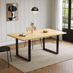 Merax Extendable Dining Table, 3 Lengths 140/180/220 X 80 Cm, 6-10 Seater, Mdf Table With Metal Legs, For Dining Room, Oak - thumbnail 3