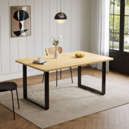 Merax Extendable Dining Table, 3 Lengths 140/180/220 X 80 Cm, 6-10 Seater, Mdf Table With Metal Legs, For Dining Room, Oak - thumbnail 4