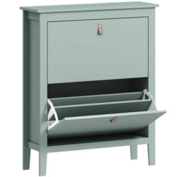 Wyld Haus Sela 2-Drawer Mint Green Shoe Cabinet For Slim Hallways, Faux Leather Handles, 80Cm W X 24Cm D X 95.5Cm H - thumbnail 2