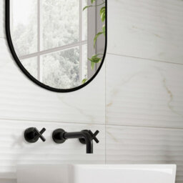 Beatrice White & Gold Matt Décor Marble Effect Textured Ceramic Indoor Wall Tile, Pack Of 8, (L)600mm (W)300mm