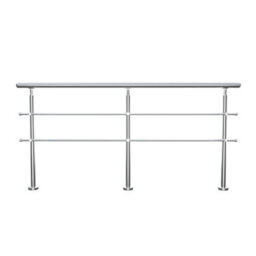 Living And Home 2 Crossbars Silver Floor Mount Stainless Steel Stair Railing Handrail For Outdoor Steps 240Cm W X 110Cm H - thumbnail 3