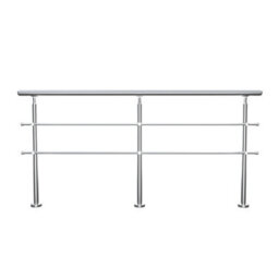 Living And Home 2 Crossbars Silver Floor Mount Stainless Steel Stair Railing Handrail For Outdoor Steps 240Cm W X 110Cm H - thumbnail 1