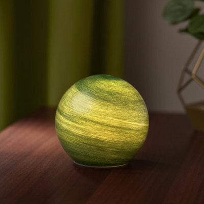 Auraglow Planet Cordless Led Glass Table Lamp - Jade - image 1