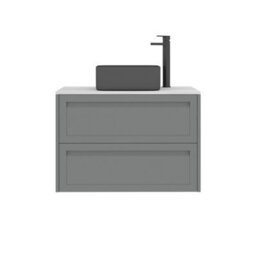 Royal Bathrooms Royal Bathroom Elmore 800mm Matt Pebble Grey Wall Mounted Countertop Bathroom Vanity Unit 2 Drawer With Art Square Basin - thumbnail 7