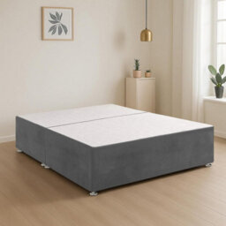 Grey Plush Fabric 5Ft King Size Bed Base With 2 Spacious Drawers - thumbnail 3