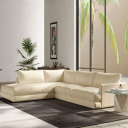 Valencia Serena Leather L Shape With Left Chaise Sectional Sofa Beige Nappa 11000 Top Grain Leather Kiln Dried Wood - thumbnail 7