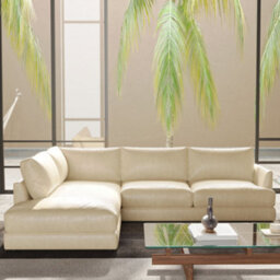 Valencia Serena Leather L Shape With Left Chaise Sectional Sofa Beige Nappa 11000 Top Grain Leather Kiln Dried Wood - thumbnail 2