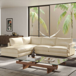 Valencia Serena Leather L Shape With Left Chaise Sectional Sofa Beige Nappa 11000 Top Grain Leather Kiln Dried Wood - thumbnail 4
