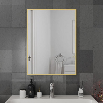 Harper & Harlow 600X800 Corvus Brushed Brass Squared Edge Mirror - image 1