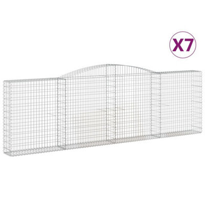 Berkfield Durable Arched Gabion Baskets 7 Pcs 400X30X120/140 Cm Galvanised Iron - image 1