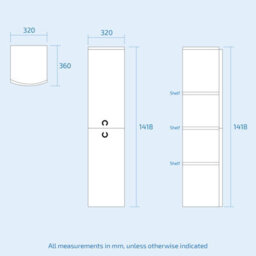 Nes Home Dene 1400 mm Bathroom Wall Hung Cabinet Storage Tall Shelf Furniture Steel Grey - thumbnail 6