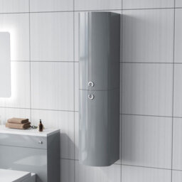 Nes Home Dene 1400 mm Bathroom Wall Hung Cabinet Storage Tall Shelf Furniture Steel Grey - thumbnail 1