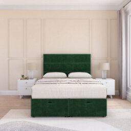 Sloomy Texas End Lift Ottoman Bed 2Ft6 With Sprung Memory Mattress - Emerald Plush & Headboard- Small Single - thumbnail 4