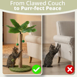 Daisy & Max Cat Scratching Post 60Cm, Tall Sisal Cat Scratcher, Palm Tree Design, Sturdy Base & Hanging Toys, Durable Cat Toys - thumbnail 4
