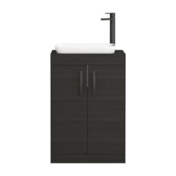 Royal Bathrooms Turin 800mm Freestanding Bathroom Vanity Unit With Sink 2 Door Hale Black & Qubix Countertop Basin - thumbnail 5