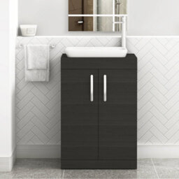 Royal Bathrooms Turin 800mm Freestanding Bathroom Vanity Unit With Sink 2 Door Hale Black & Qubix Countertop Basin - thumbnail 1