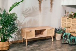 Nordlys Tv Stand With 2 Drawers In Wood And Rattan Exotic Boho Living Room - thumbnail 4