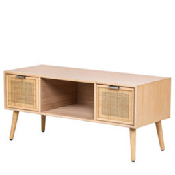 Nordlys Tv Stand With 2 Drawers In Wood And Rattan Exotic Boho Living Room - thumbnail 1