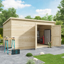 Billyoh Pro Pent Log Cabin Wooden Shed - W4.0M X D2.5M (13 X 8Ft) - 28mm Thickness - thumbnail 1