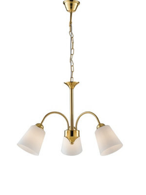 Luminosa Lighting Luminosa 3 Light Multi Arm Pendant Ceiling Light Gold Glass Shades 60X37.9Cm - image 1