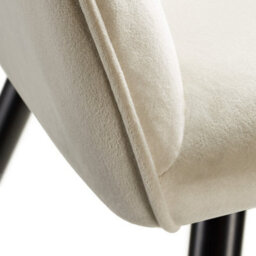 Tectake Set Of 4 Dining Chair Marilyn - With Armrests, Padded, Velvet Look, Black Steel Legs  - Cream/black - thumbnail 9