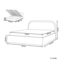 Beliani Ottoman Bed Chenille Quillien 140 X 200 Cm (Eu Double) Taupe - thumbnail 3