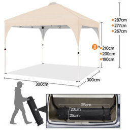 Yaheetech 3Mx3M Beige Portable Fabric Pop Up Canopy Tent - thumbnail 3