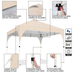Yaheetech 3Mx3M Beige Portable Fabric Pop Up Canopy Tent - thumbnail 4