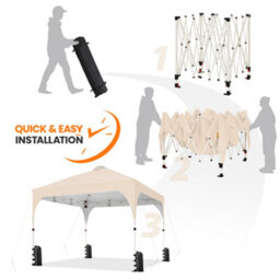 Yaheetech 3Mx3M Beige Portable Fabric Pop Up Canopy Tent - thumbnail 5