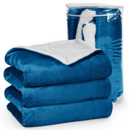 Ameha Sherpa Fleece Blanket Soft Thick Plush Warm & Reversible Throw King Teal Size 200X240Cm - thumbnail 6