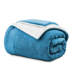 Ameha Sherpa Fleece Blanket Soft Thick Plush Warm & Reversible Throw King Teal Size 200X240Cm - thumbnail 5