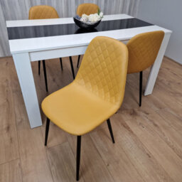 Kosy Koala Modern White And Black Dining Table Set With 4 Mustard Chairs Dining Room Furniture - thumbnail 8